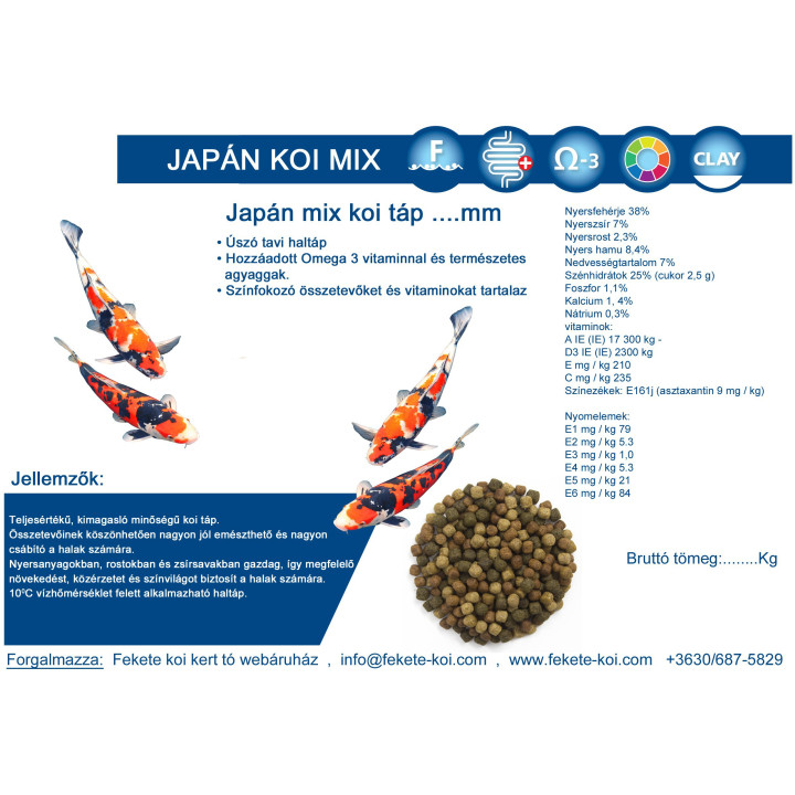 Japán mix koi táp 6 mm ( 1 kg )