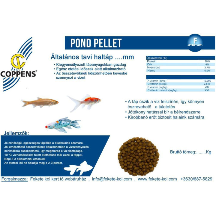 Coppens Pond Pellet általános tavi haltáp 6 mm 15 kg