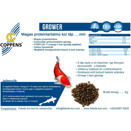 Coppens Grower magas proteintartalmú koi táp 3 mm ( 1 kg )