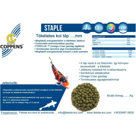 Coppens Staple tökéletes koi táp 3 mm ( 15 kg )