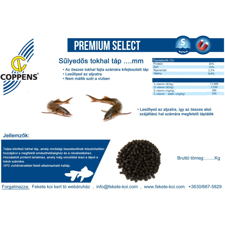Coppens Premium Select süllyedős tokhal táp 8 mm ( 1 kg )