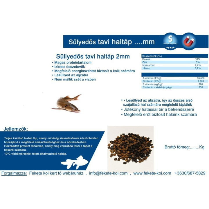 Tavi süllyedős haltáp mix 3 mm  (fekete-barna ) ( 1 kg )