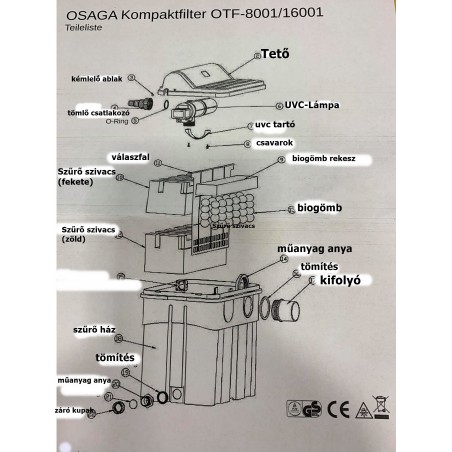 Osaga OTF 8001 kerti tó átfolyós gravitációs szűrő 18W UVC lámpával