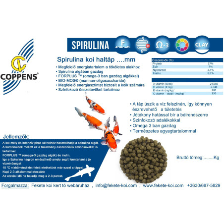 Coppens Spirulina koi haltáp 3 mm ( 2 kg )