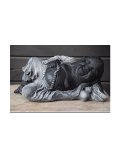Fekvő nevető Buddha (fekete/szürke)