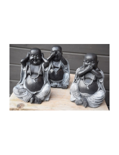 Happy Buddha 3db szett 25cm (szürke/fekete)