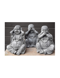 Happy Buddha 3db szett 25cm (szürke)