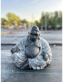 Boldog ülő Buddha (fekete/szürke) 27cm