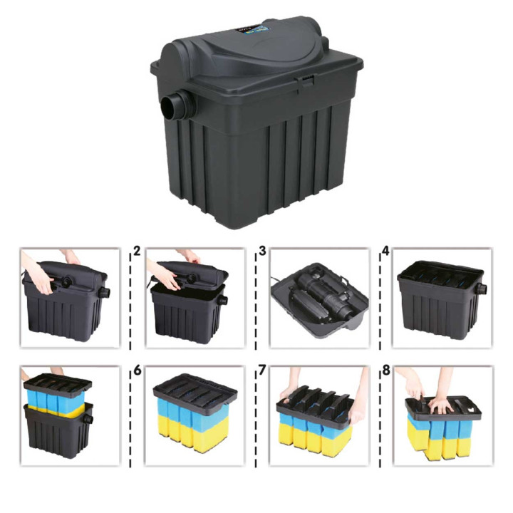 Boyu YT-9000 kerti tó átfolyós gravitációs szűrő szett 11W UVC lámpával