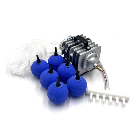 ACO 002 szett kerti tó levegőztető kompresszor sett (35w) 15m 4/6 cső 6db 50mm gömb