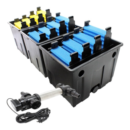 CBF-350C kerti tó átfolyós gravitációs szűrő szett CUV-755 UVC lámpával