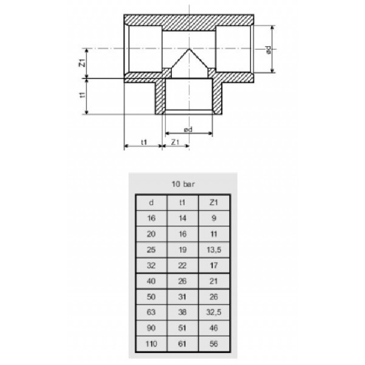 PVC ragasztható T idom DN32