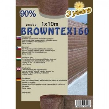 Belátásgátló, szélfogó és árnyékoló háló Browntex 160 1,8 m x 10 m 90% / 28594