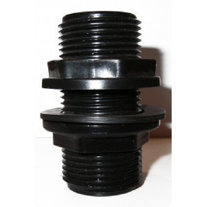 Tartály átvezető közcsavar 1" műanyag, tömítéssel és anyával