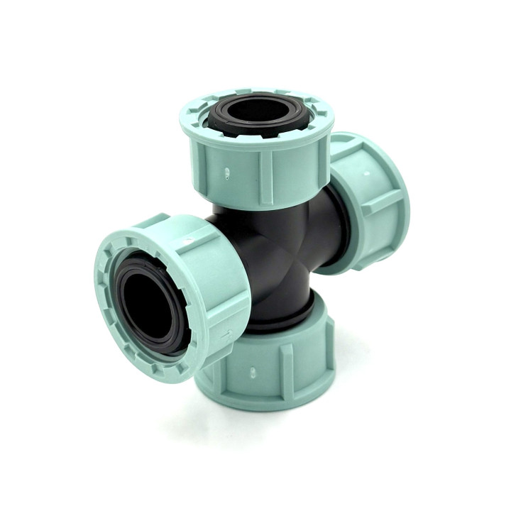 PP hollanderes szelepkötő kereszt idom, 1" HHHH