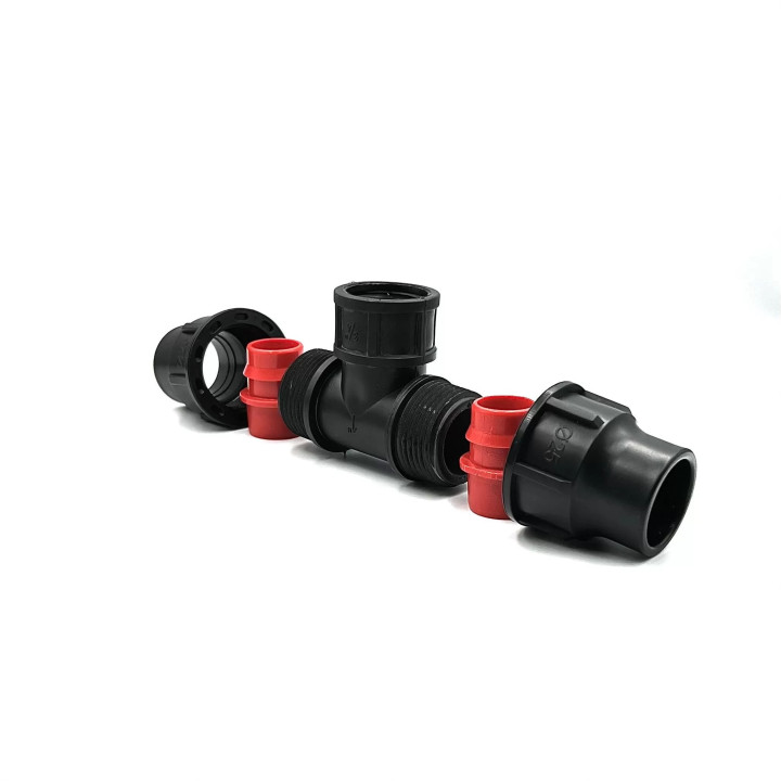 Variálható menetes T idom 25x3/4"BMx25 PP