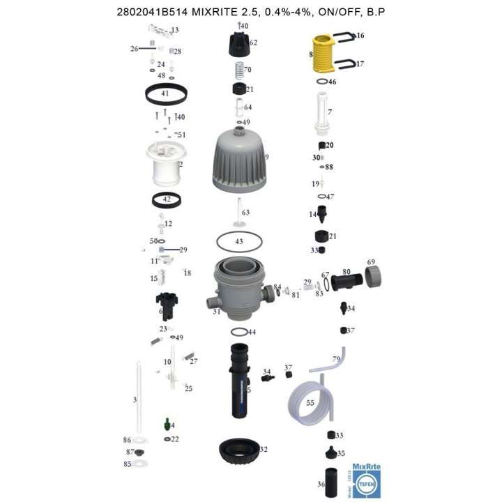 Tefen mixrite dugattyús  tápoldatozó készülék 5m³/h 0,3-2%, 4500liter/h kézi kapcsolású (76/0290)