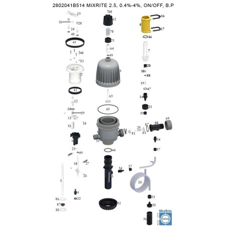 Tefen mixrite dugattyús  tápoldatozó készülék 10m³/h 0,3-2%, 8000l/h kézi kapcsolású (76/0365)