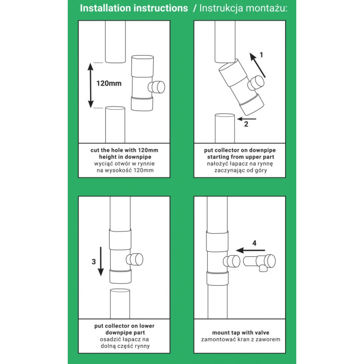 BRADAS esővíz gyűjtő 90mm-bronz