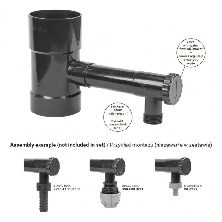 BRADAS esővíz gyűjtő 90mm-grafit