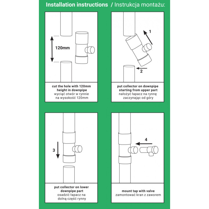 BRADAS esővíz gyűjtő 100mm-bronz