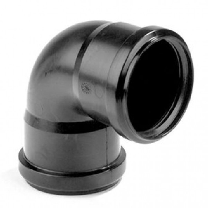 PVC fekete 75mm 90° könyök (Tokozott gumigyűrűs)