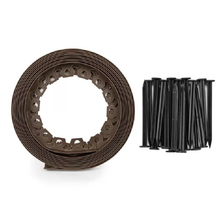 Kerti szegély szett easy border 10m x 4cm barna