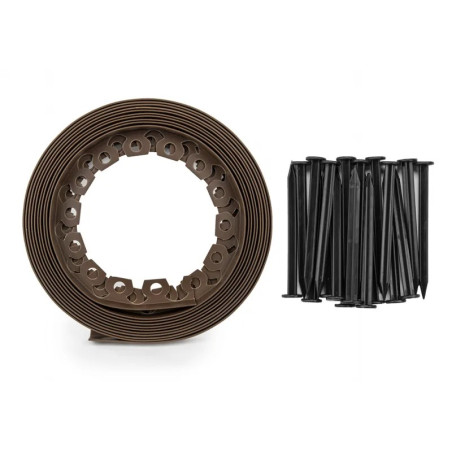 Kerti szegély szett easy border 10m x 5cm barna